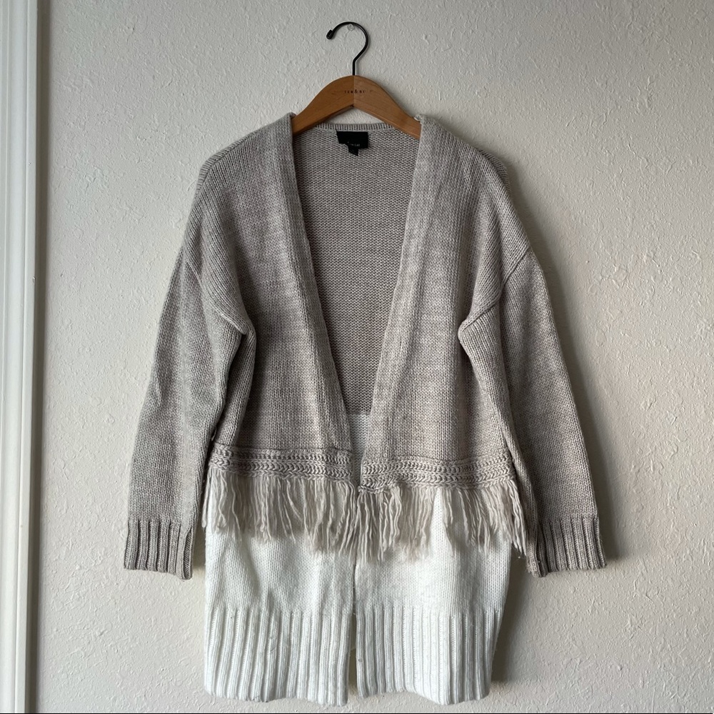 fringe colorblock cardigan